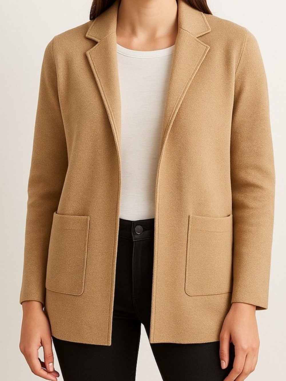 J. Crew Sophie Sweater Blazer Camel Tan Merino
Wool Blend Open Front Jacket S - Picture 6 of 6